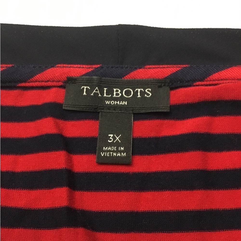 Talbots Bold Red and Navy Striped Top - Picture 3 of 14